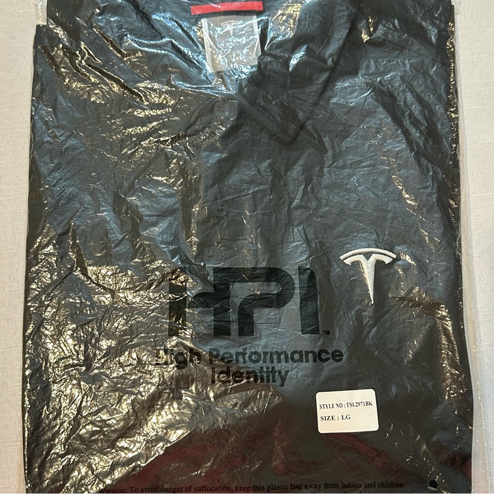 Tesla Polo Shirt NWT Black Mens Large Performance